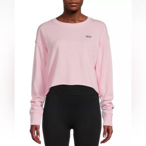 Dkny Sport Women's Metallic Logo Cropped Sweatshirt